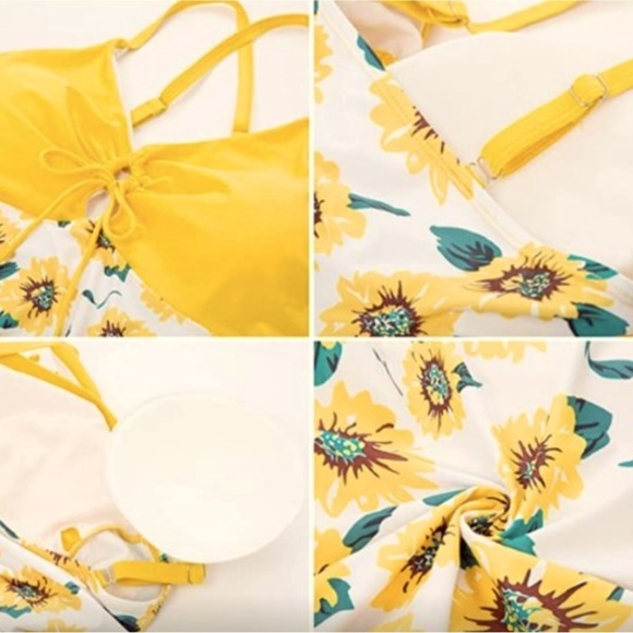 Plus Size Tummy Control One Piece Swimdresses V-Neck - Picture 6 of 7